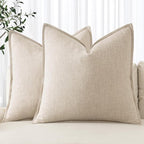 MIULEE Decorative Linen Euro Sham Pillow Covers 26x26 Natural Beige Boho FarmhouseNeutral Couch Throw Pillows for Bed Pack of 2 Accent Modern Pillowcase Sofa Livingroom Home Decor