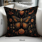 William Morris Abstract Vintage Floral Velvet Butterfly Design Throw Pillow Covers Home Decor, Retro Art Decor Pillowcase Cushion Cover for Bed Sofa Living Room, Square 18x18inch (Orange-Butterfly)