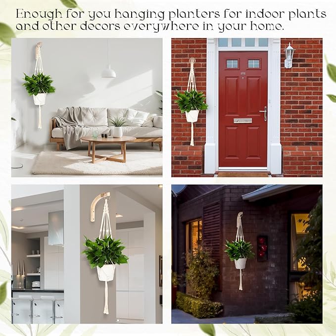 4 Pack Plant Wall Hanger for Indoor Plants 2 Pcs Plant Hangers Indoor Wall Mount 2 Pcs 41'' Macrame Plant Hangers Indoors Plant Hooks for Wall Outdoor Flower Pots Garden Decoration