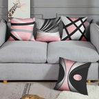Emvency Set of 4 Soft Pink Throw Pillow Covers Modern Abstract Black Grey Stripes Gray White Acrylic Bold Decorative Pillow Cases Home Decor Square 18x18 Inches Pillowcases