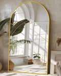 Antok 76" x44” Arched Full Length Floor Mirror, Gold Aluminum Frame, Free Standing/Wall Mount/Leaning for Bedroom, Living Room, Dressing Room