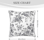 Dark Grey and White Floral Throw Pillow Covers 18x18 Set of 2, Vintage Flower Rustic Farmhouse Pillow Covers Outdoor Decorative Pillow Case for Couch Bed Sofa Cushion Home Decor