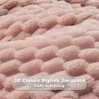 NEWCOSPLAY Super Soft Queen Blanket Pink Premium Silky Flannel Fleece 3D Clouds Stylish Jacquard Lightweight Bed Blanket All Season Use 350GSM (Pink, Queen(90"x90"))