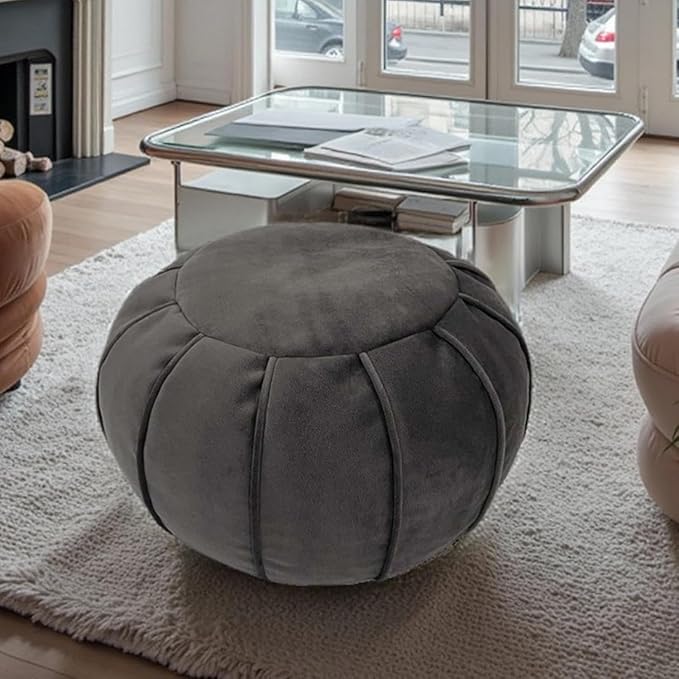 Louis Donné Unstuffed Flannel Fabric Ottoman Pouf Cover Footstool Pouffe Cover Replacement Outdoor Upholstered Foot Rest Storage Solution for Kids Pet Christmas Living Room Home Decor ONLY Cover
