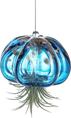 H&D HYALINE & DORA Blown Glass Jellyfish Hanging Air Planter, Cute Blue Jellyfish Air Plant Holder Gifts for Women Room Garden Wedding Party Decor (No Plants)