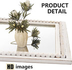 H HOMEWINS Rustic Full Length Mirror,18x48 Inch Farmhouse Boho Bathroom Full Body Nursery White Beads Decor Wall-Mounted Mirror for Bedroom, Living Room,Vanity,Entryway,Over Sink