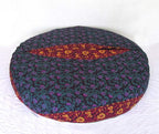 ICC Large Hippie Mandala Round Floor Pillow Cover Ottoman Pouf Cover Daybed Oversized Cotton Cushion Cover with Heavy Duty Zipper Seating Ottoman Poufs Dog-Pets Bed (Purple 6 kaam Flower, 35" Round)