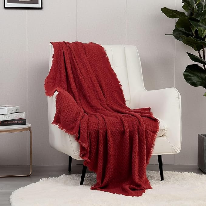 CREVENT Farmhouse Boho Knitted Throw Blanket for Couch Sofa Chair Bed Home Decoration, Soft Warm Cozy Light Weight for Spring Summer Fall (50''X60'' Christmas Set)