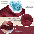 Bench Cushions for Indoor Furniture 42x16 in Velvet Kitchen Dining Piano Window Seat Cushion, Tufted Patio Porch Swing Thicken Bench Pad Memory Foam for Christmas Decor(Dark Red)