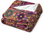 Mandala Indian Bohemian Throw Blanket Paisley Purple Floral Boho Abstract Tribal Blanket for Sofa Bed Couch Chair Or Dorm 50"x60"