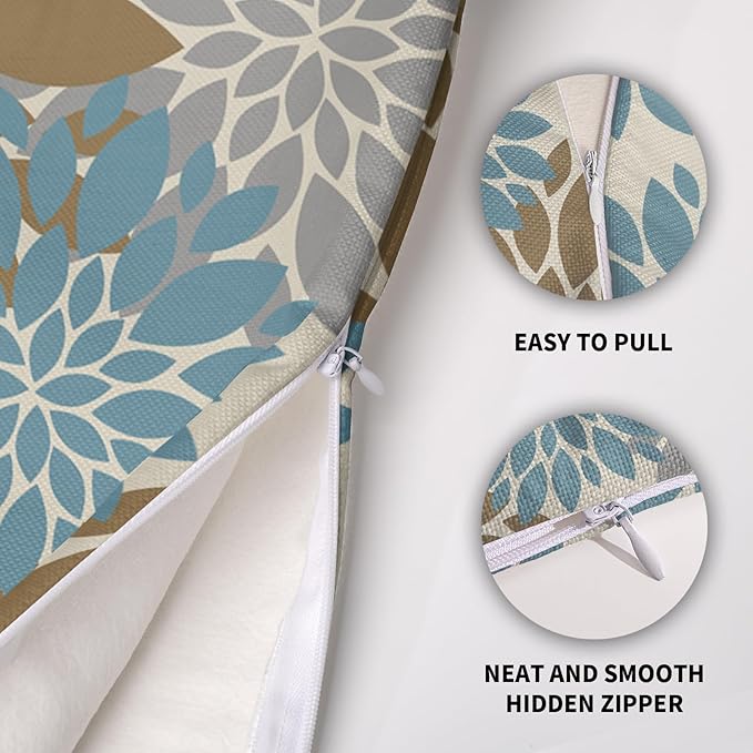 Light Brown Blue Pillow Covers 22X22 Inch Set of 2, Spring Summer Floral Dahlia Flower Cream Decorative Throw Pillow Covers Outdoor Modern Farmhouse Cushion Case for Home Couch Sofa Bed Decor