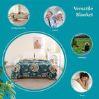 Boho Throw Blanket for Bed 100% Cotton Ultra Soft Rustic Quilt Spring Blanket- Farmhouse Decor Bed Fall Blanket,All Season Rustic Throw for Sofa Couch Chair (Boho-Floral-O, 80"×90")