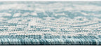 Rugs.com Outdoor Aztec Collection Rug – 8 Ft Round Aqua Flatweave Rug Perfect for Kitchens, Dining Rooms