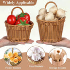 Zerodeko Hanging Woven Storage Basket for Kitchen Wall Decorative Organizer for Onion Ginger Garlic Space-Saving Rattan Basket 6.88X6.10X5.11In