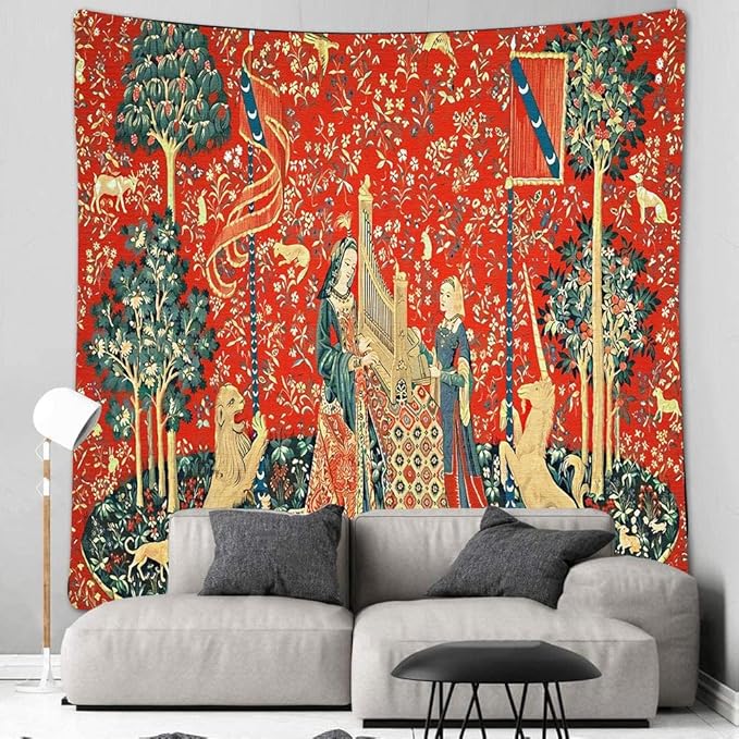FEASRT Animal European Royal Princess Medieval Bohemian Mandala Tapestry, 40x30 Inches Soft Flannelette, for Bedroom Living Room Dorm