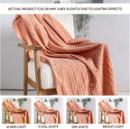 Folkulture Christmas Throw Blanket | (60 x 50) Boho Chunky Knit Blanket for Bed, Couch |Chenille White Thick, Ultra Soft, Plush, Lightweight, Throw Blanket for Sofa with Machine Wash | Cozy Blush