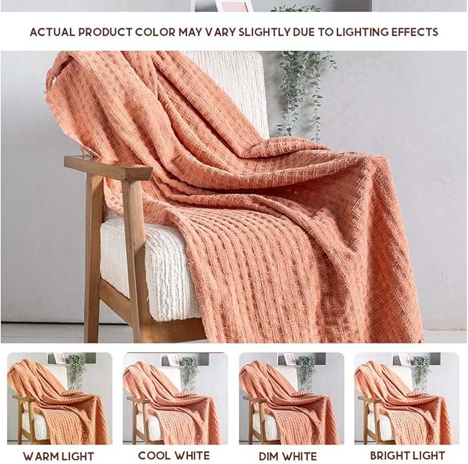 Folkulture Christmas Throw Blanket | (60 x 50) Boho Chunky Knit Blanket for Bed, Couch |Chenille White Thick, Ultra Soft, Plush, Lightweight, Throw Blanket for Sofa with Machine Wash | Cozy Blush