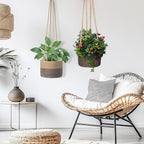 Hanging Planter Basket Jute Rope Woven Plant Hangers 2 Pack Jute Rope Hanging Basket Woven Storage Organizer Home Decor (2, Coffee Color)