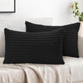 Simmore Decorative Spring Throw Pillow Covers 12x20 Set of 2, Soft Natural Plush Flannel Double-Sided Fluffy Lumbar Pillow Covers for Couch Sofa Living Room, Black