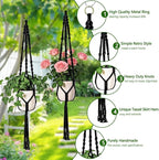 Macrame Plant Hangers 2 Pack Indoor Outdoor Hanging Planter Basket Handmade Rope Hanging Plant Holder for Indoor Outdoor Boho Home Decor 41 Inch, Black