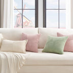 Topfinel Set of 2 Pink Decorative Yellow Throw Pillow Covers 12x12 Inch, Soft Corduroy Pillow Covers Windmill Textured Striped Patchwork Cushion Cases for Couch Sofa Bed Cute Aesthetic Home Decor