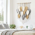 LOMOHOO Macrame Wall Hanging Leaves Boho Wall Decor Bohemian Handmade Woven Wall Art Decoration for Bedroom Living Room Apartment Dorm Gallery Perfect Handmade Gift Ideas 23.6" W x 30.7" L