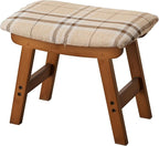 Foot Stool,Ottoman,Bamboo Small Sofa Foot Rest Under Desk,Extra Seating for Living Room, Bedroom and Kitchen (Brown Stool Legs - Stripes Surface)