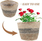 2PCS Plant Baskets Indoor with Liner Rattan Pots Planter Baskets Seagrass Indoor Planter Wicker Planters for and Outdoor Plants