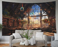 EMMTEEY Fantasy Library Wall Tapestry for Living Room 92.5X70.9 Inch - Bookshelf Wall Decor Vintage Dark Academia Backdrop for Dorm Classroom