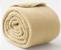 KyraHome 100% Organic Cotton Throw Blanket, 90"x90" Queen Muslin Blankets for Adults, Couch, Pre-Washed Breathable Lightweight Blanket, Coverlet, All Season (Shortbread/Creamy)