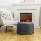 Outdoor Ottoman Outdoor Ottomans for Patio 19x12 Inches Modern Lightweight Foam Stuffed Pouf Outdoor Footstool Footrest Foot Stool Waterproof (Dark Gray)