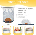 Boho Laundry Basket, Mid Century Modern Boho Terracotta Sun Sea Wave Waterproof Collapsible Laundry Hamper Dirty Clothes Storage Toy Bin Organizer for Bathroom Bedroom Nursery Girls Kids Room