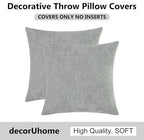 decorUhome Chenille Grey Spring Throw Pillow Covers 20x20 Inch Set of 2, Decorative Soft Couch Pillow Covers Solid Dyed Accent Farmhouse Neutral Square Pillow Cases for Sofa