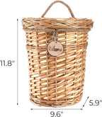 Hiceeden Wicker Hanging Wall Basket, Woven Front Door Flower Basket, Flat Hanging Storage Basket Wall Decor for Home, Garden, Pantry, Farmhouse