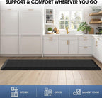 Mattitude 4/5 Inch Thick Kitchen Mat Cushioned Anti-Fatigue Floor Mat Water Resistant Non-Slip Mats and Rugs Standing and Comfort Desk Mats for House Sink Office Laundry (Black, 24"x70")