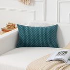 Kevin Textile 12x24 Inch Pillow Cover 1 Pack Boho Decorative Soft Striped Corduroy Lumbar Farmhouse Color Accent Rectangle Cushion Case for Living Room Couch Sofa Bed, Teal Blue