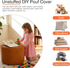 Unstuffed Ottoman Pouf Cover 20 X 15 Inch, Round Pu Leather Foot Stool, Floor Bean Bag(No Filler), Foot Rest with Storage for Living Room/Bedroom/Office, Orange