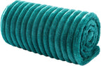 MIULEE Fleece Blanket, Durable Plush Fuzzy Extra Soft Warm Cozy Teal Blue Striped Flannel Throw Blanket for Couch Sofa Bed 30"x40", Turquoise