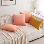 MIULEE Velvet Throw Pillow Covers 18x18 Inch, Pack of 2 - Coral Red, Soft Solid Decorative Pillow Covers Cushion Cases Modern Luxury Home Decor for Spring Couch Sofa Bedroom Livingroom