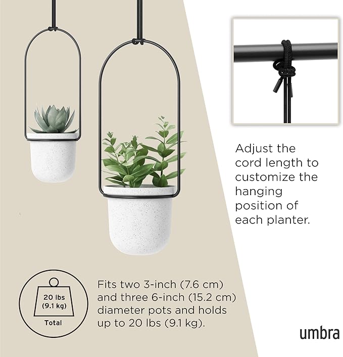 Umbra Triflora Hanging Planter, Set of 5, White (Pack of 3)