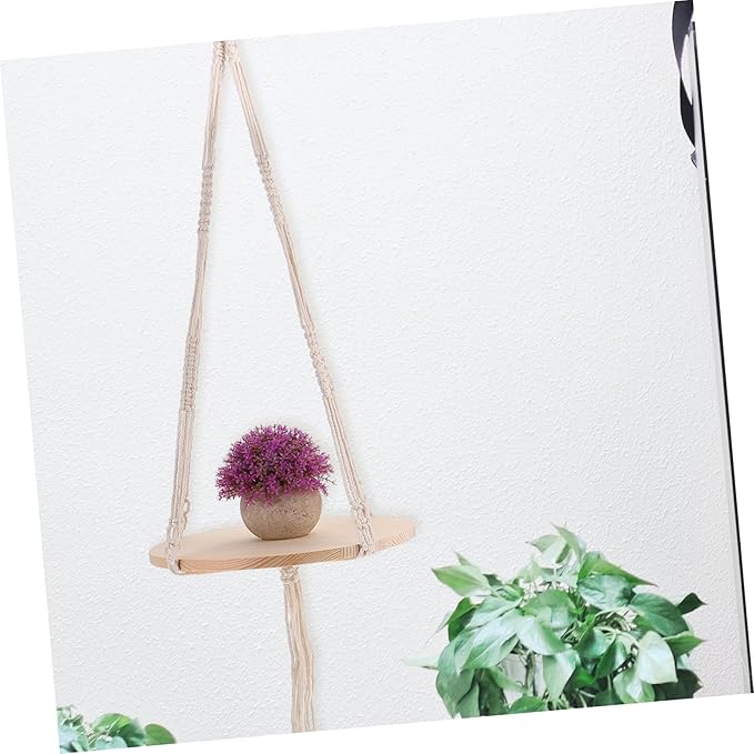Hanging Woven Flower Basket Holder Natural Macrame Plant Pot Tray for Use for Plants Like and Ferns Decor