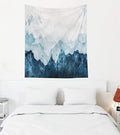 EMMTEEY Tapestry Wall Hanging for Women, Tapestries Décor Living Room Bedroom for Home Inhouse 50X60 Inches Blue Mountains Silhouette Fading in Distance Perspective Watercolor