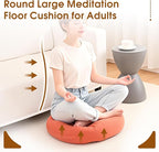 4Pcs Floor Pillows for Adults, 22x22x6 Inch Meditation Cushions, Large Round Sitting Cushion Living Room Memory Foam Pillow for Sitting (4, Orange, 22x22x6 Inch)
