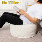 Ottoman Pouf Unstuffed Round Foot Rest Poof Ottoman No Filler Floor Foot Stool with Storage for Living Room Bedroom Ivory Pouf Cover Without Filler