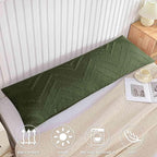 Nanko Body Pillow Case Cover 1 Pack 20x54 with Zipper, Dark Green Tufted Jacquard Boho Shabby Chic Microfiber Extra Long Decorative Pillow Covers/Pillow Shams, Soft Body Pillowcase for Women Men