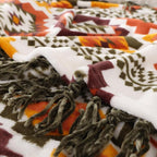 CASAAGUSTO Boho Throw Blanket - Orange and Green Decorative Blankets with Tassel, Printed Flannel Bohemian Blanket for Chair, Bed, Sofa, Couch(50 * 60, Orange and Green)