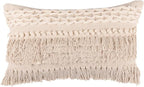 REDEARTH · Boho Textured Throw Pillow Cushion Covers- Lumbar Woven Tufted Decorative Farmhouse Cases Set for Couch, Sofa, Bed, Chair, Dining, Patio, Outdoor; 100% Cotton (12"x20", Natural) Pack of 2