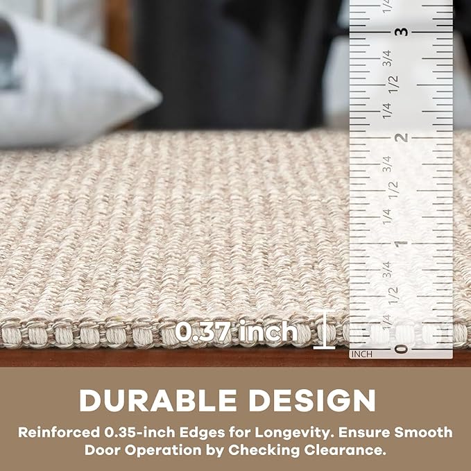 KOZYFLY Rugs for Entryway 3x5 ft Washable Area Rug Non Slip Rubber Backed Entry Rug Woven Indoor Door Mat Cotton Kitchen Rugs Floor Carpet for Entryway, Foyer, Backdoor, Ivory/Khaki