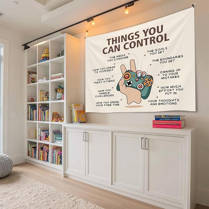 Forola Positive Wall Tapestry-Things You Can Control Mental Health Reminder Banner,Soft Flannel Tapestry Wall Hanging Decor for Bedroom,Teen Room Decor 51x59 Inch(Colorful-Control04)