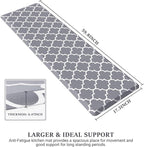 WISELIFE Kitchen Mat Cushioned Anti-Fatigue Rug,17.3"x 60",Non Slip Waterproof Rugs Heavy Duty PVC Ergonomic Comfort Mat for Kitchen, Floor Home, Office, Sink, Laundry, Grey